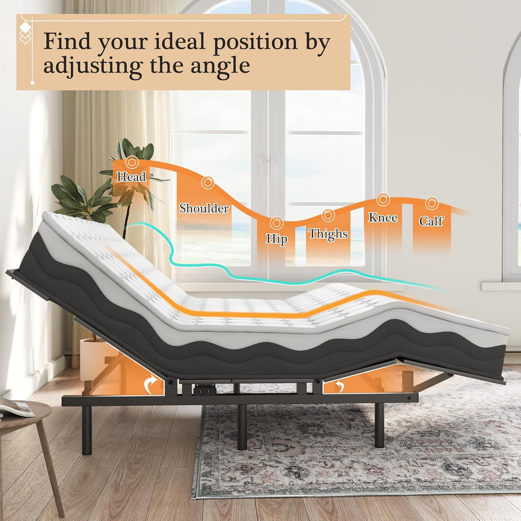 Adjustable Bed Frame with Wireless Remote and Zero Gravity Queen Size B48965