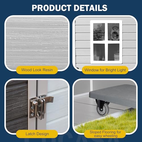 Dove Grey Resin Outdoor Storage Shed P608900