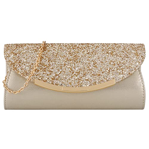 Gold Clutch Evening Bag with Chain Z5451