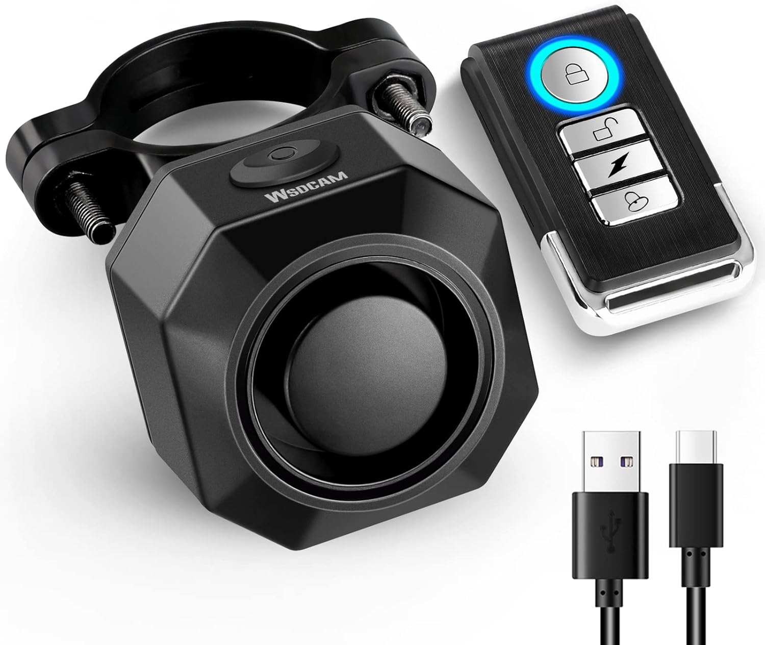USB Rechargeable Bike Alarm with Remote, 110dB Wireless Anti Theft Vibration Motion Sensor Waterproof Bicycle Alarm U3527