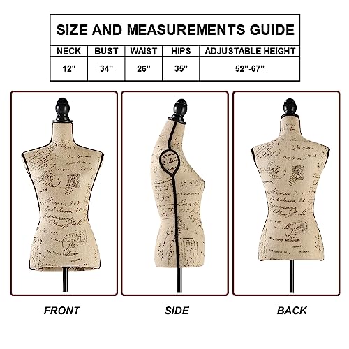 Black Adjustable Height Dress Form Mannequin with Tripod Stand S517618