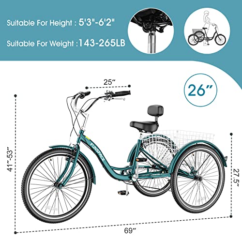 7 Speed 20/24/26 inch Three Wheel Adult Tricycle O82441