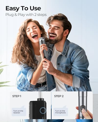 Dual Handheld Dynamic Wireless Microphone with Rechargeable Receiver E67333