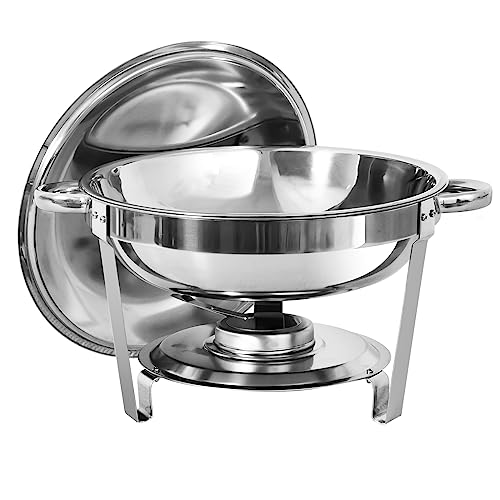6 QT Round Stainless Steel Chafing Dish Buffet Set (2 Pack) S34447