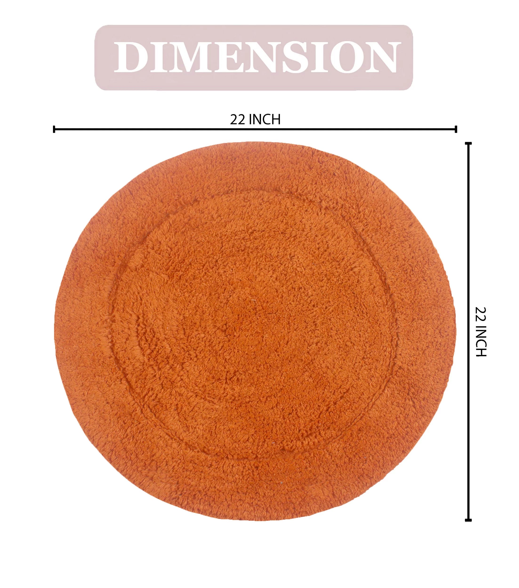 100% Cotton Tufted Bath Rug, 22" Round, Terracotta B953
