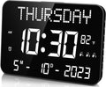 11.2" Large LED Digital Wall Clock with Remote Control, 4 Alarms, Adjustable Dimmer G411