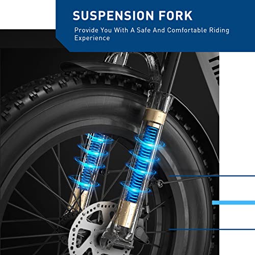 Electric Bike with 960W Peak Motor, 25mph Max Speed, 720WH Removable Battery, 20" Electric Bicycle with Shimano 7 Speed and Front Suspension L70493