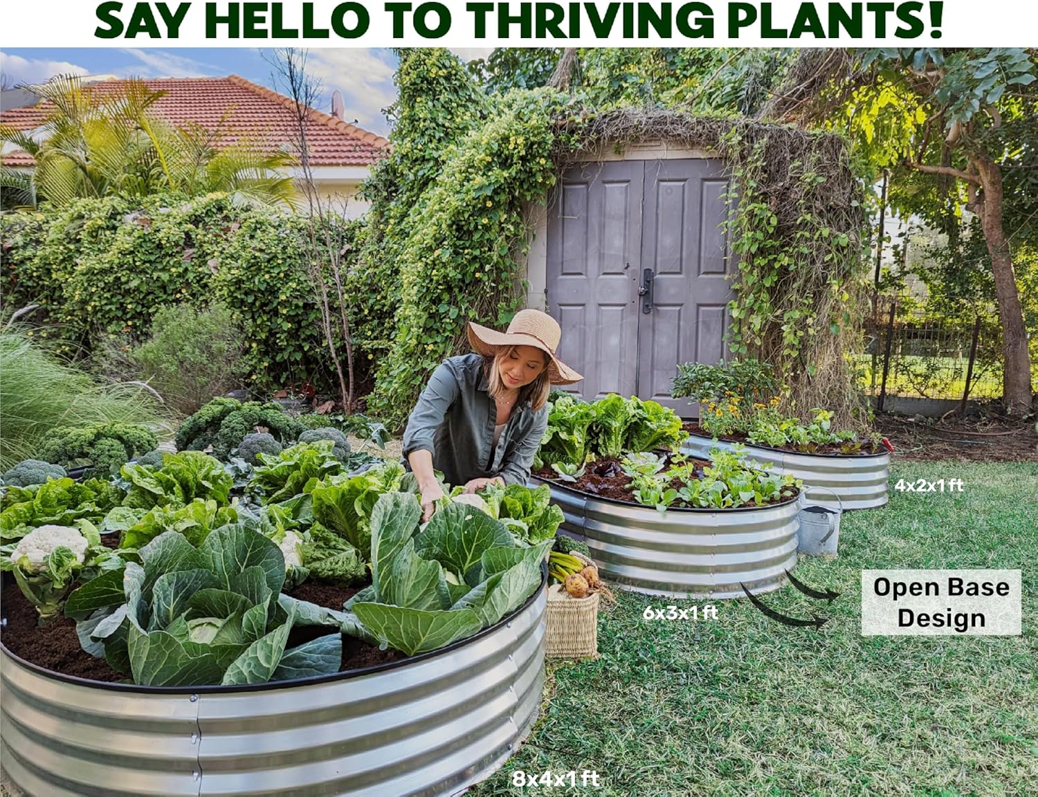 Galvanized Raised Garden Beds Outdoor 8×4×1 ft Planter Large Metal Garden Box Silver K439591