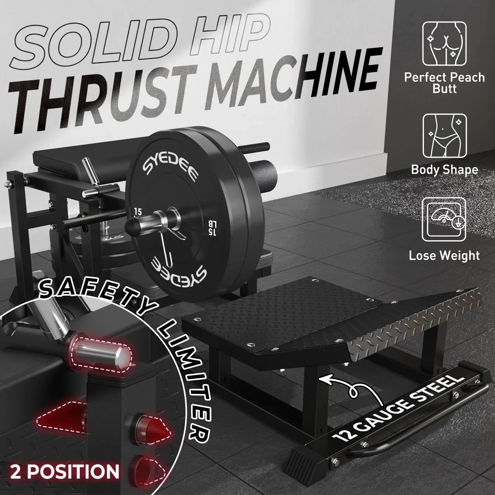 Red Heavy Duty Plate-Loaded Hip Thrust Machine A3116