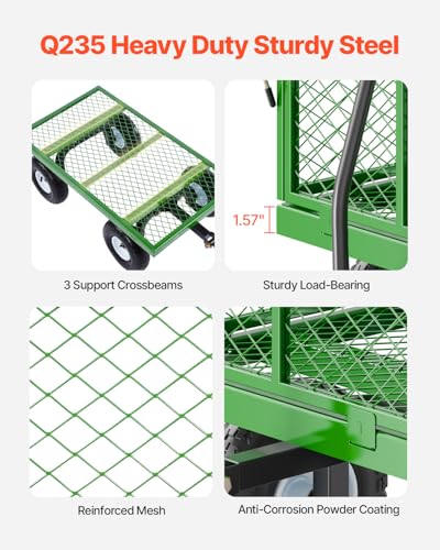 Heavy Duty Steel Garden Cart with 10" Tires and Removable Sides F351730