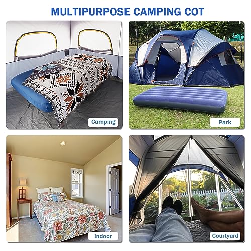 Folding Camping Cot with Inflatable Air Mattress and Carry Bag Y40293