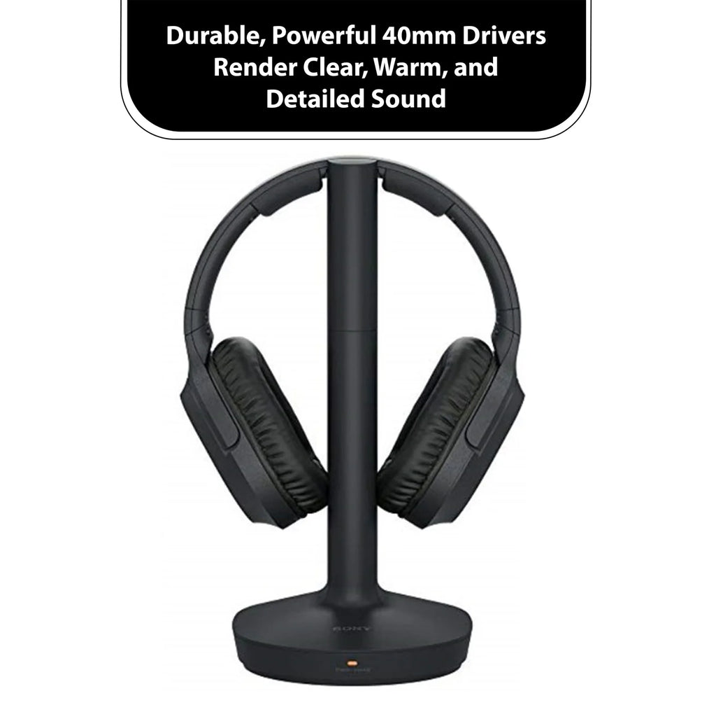 Wireless Over Ear Headphones with Transmitter Dock and RCA Plug Y-Adapter T55257