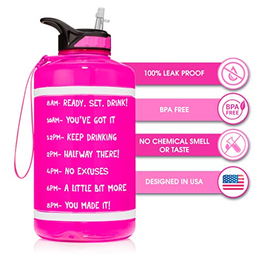 64 oz BPA Free Reusable Water Bottle with Straw and Handle A36869