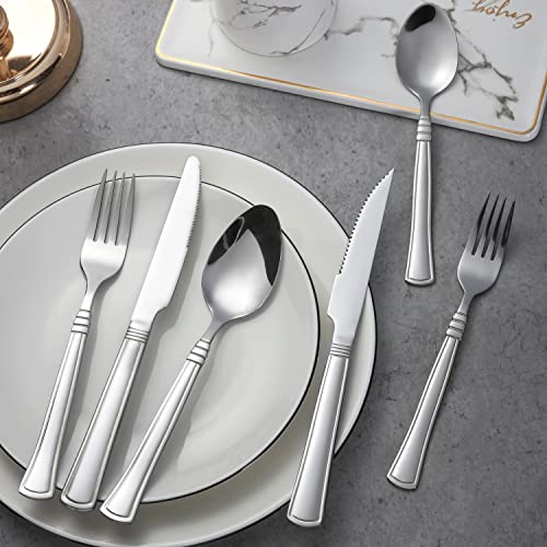 24-Piece Stainless Steel Flatware Set with Steak Knives Service for 4 B438
