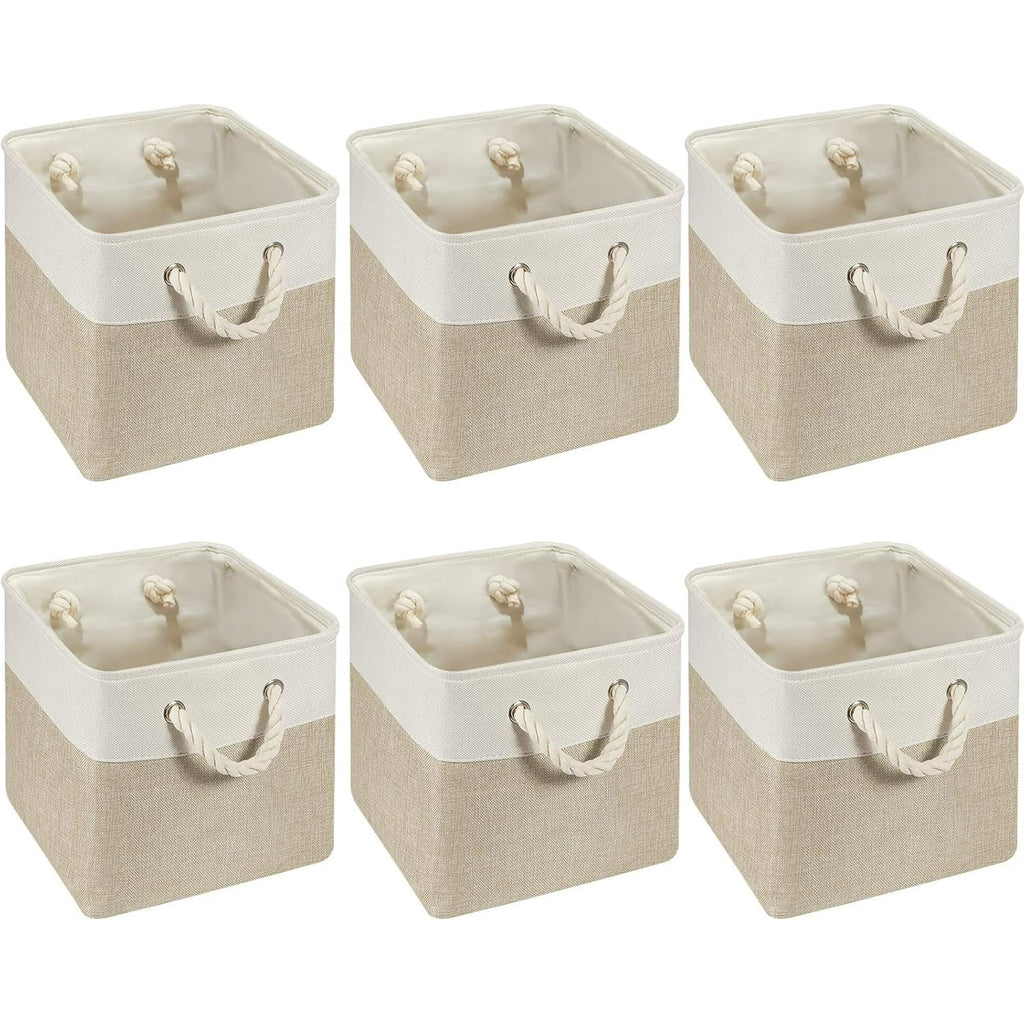 6 Pcs 11 x 11 Inch Fabric Cube Storage Bins with Handles Z226