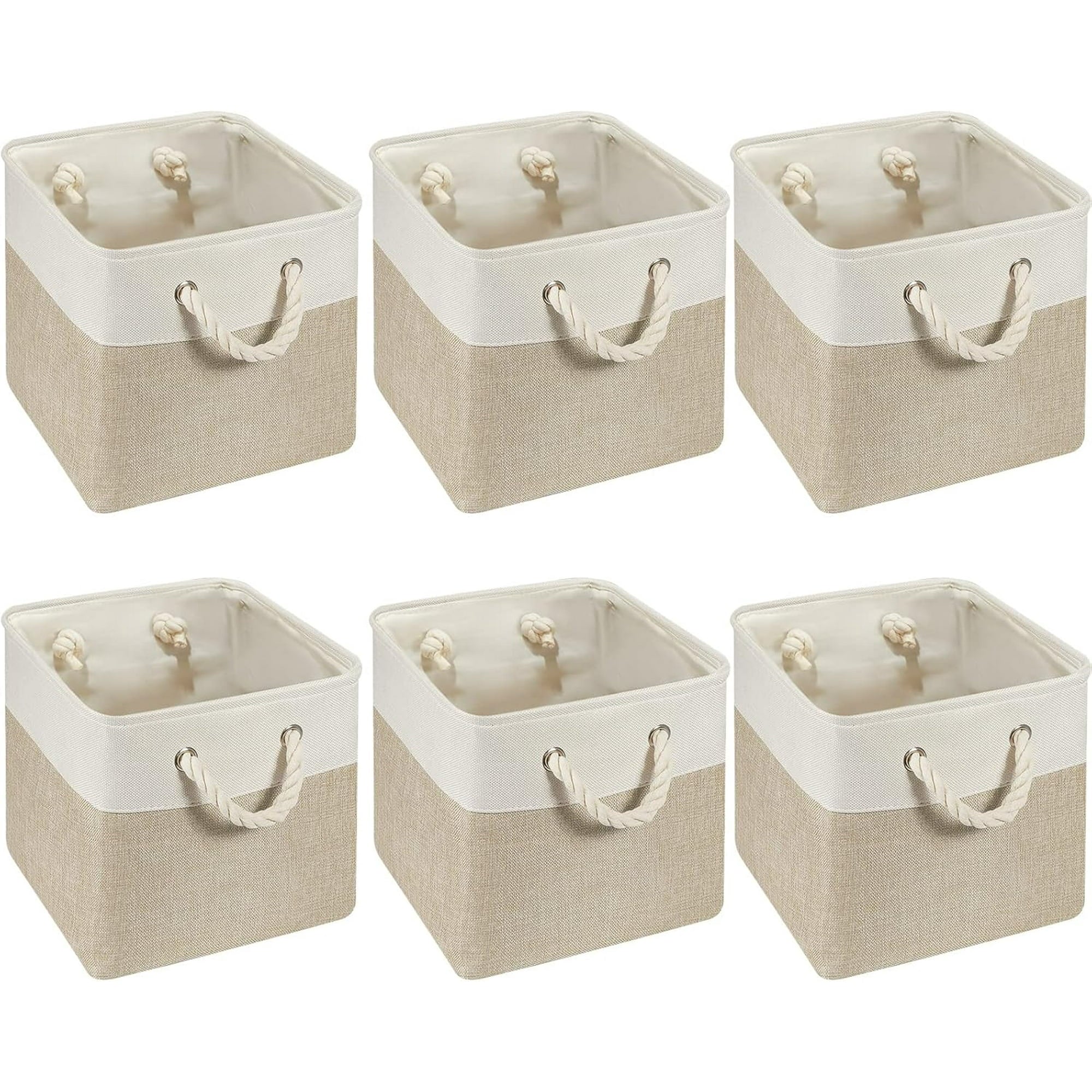 6 Pcs 11 x 11 Inch Fabric Cube Storage Bins with Handles Z226