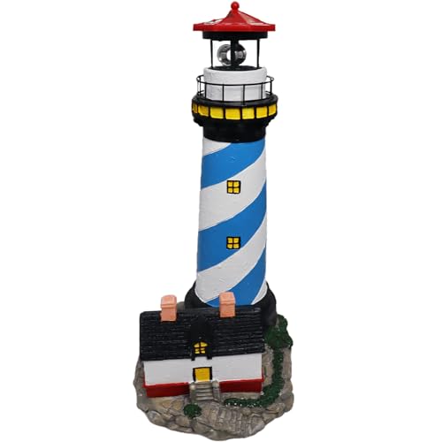 18" Solar Lighthouse with Rotating Beacon, Waterproof Outdoor Garden Decor (Black) H14931