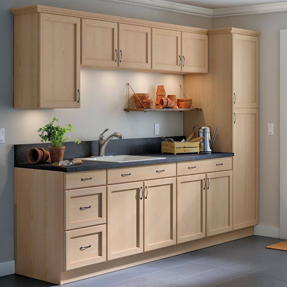 Unfinished Beech Frameless Base Cabinet with Drawer W845062