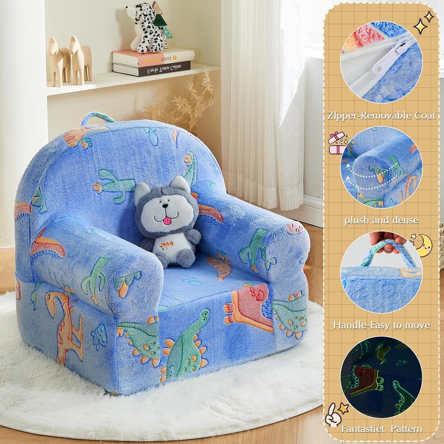 Glow in The Dark Dinosaur Toddler Plush Chair T1035