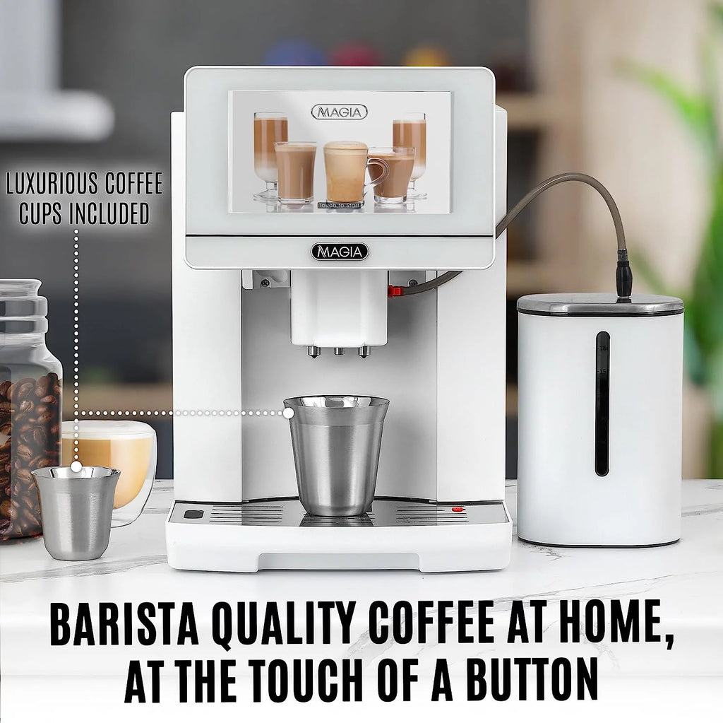White Espresso Coffee Machine with Grinder and Milk Frother Z5027