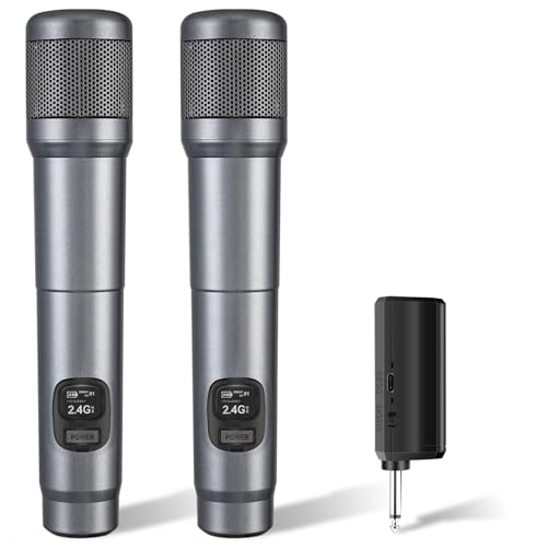 Dual Handheld Dynamic Wireless Microphone with Rechargeable Receiver E67333
