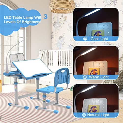 Green Height-Adjustable Kids Desk and Chair Set Q153