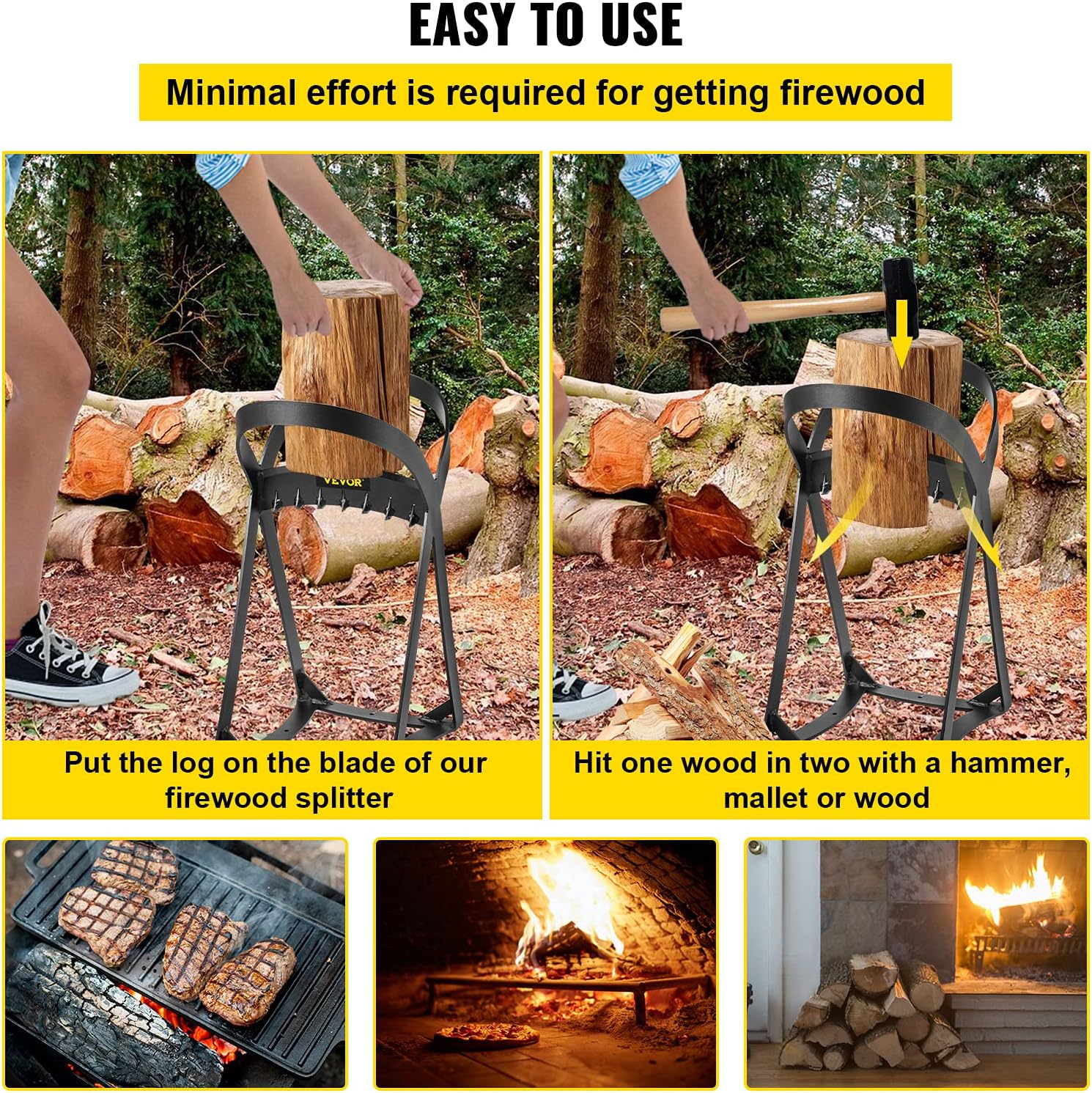 20.3" x 13.2" Manual Log Splitter for 8" Diameter Wood, 8.6 Lbs, Q235 Steel, Pack of 2 L522981