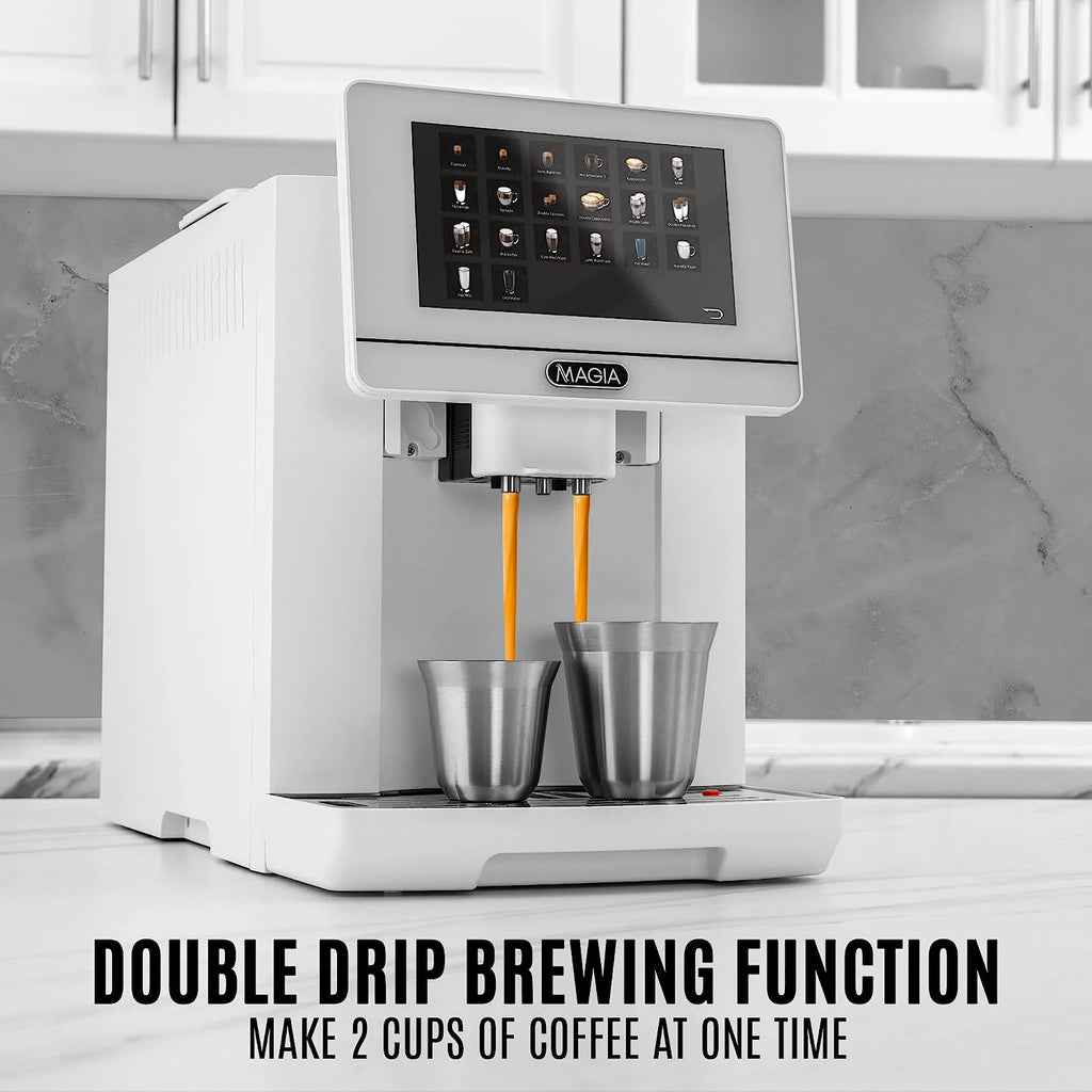 White Espresso Coffee Machine with Grinder and Milk Frother Z5027