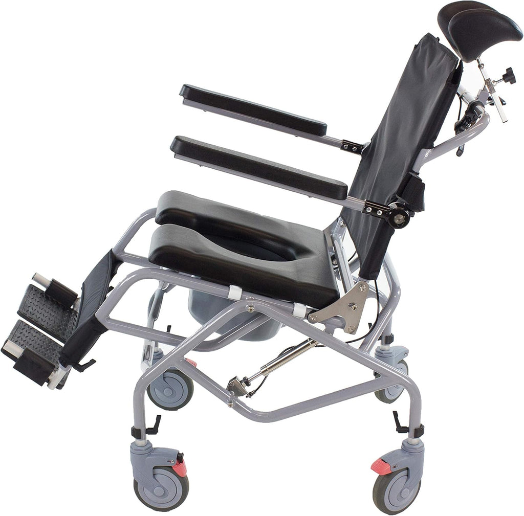 Tilt-in-Space Reclining Shower Commode Chair with Locking Casters C762