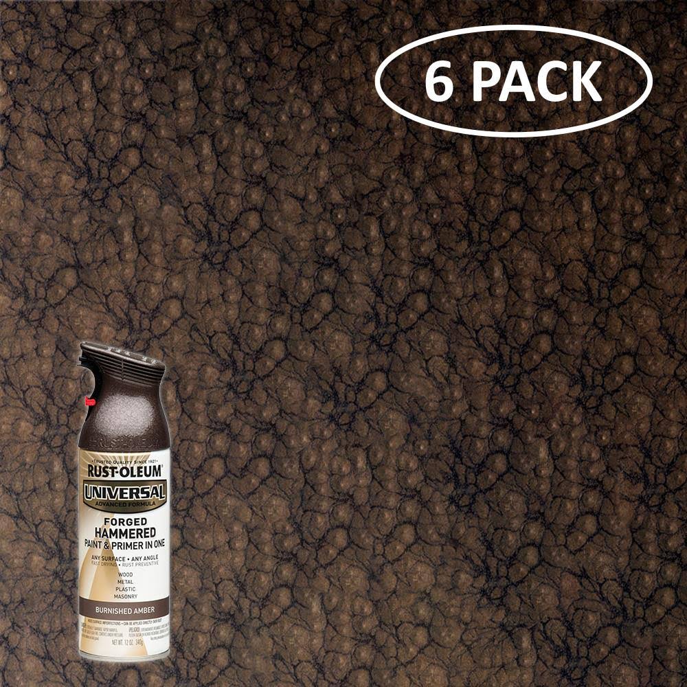 6pk 12oz Hammered Spray Paint Dark Brown U969