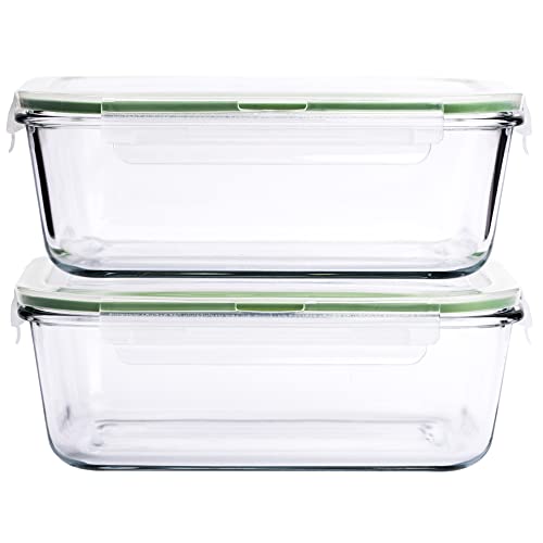 63 Oz 2 Pcs Large Glass Food Storage Containers with Locking Lids X5965