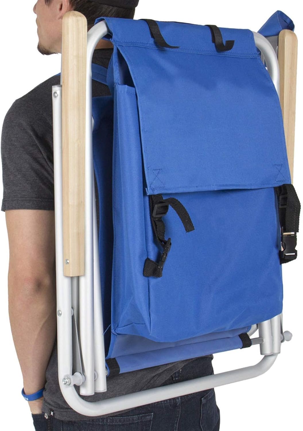 Blue Folding Heavy Duty Camping Chair with Storage Pouch H2637