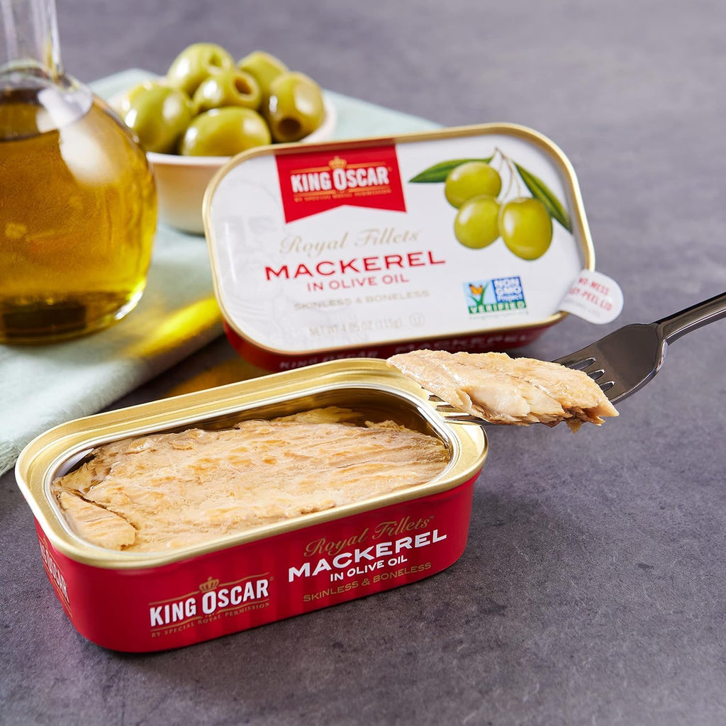 Skinless & Boneless Mackerel Fillets in Olive Oil, 4.05-Ounce Cans W876341