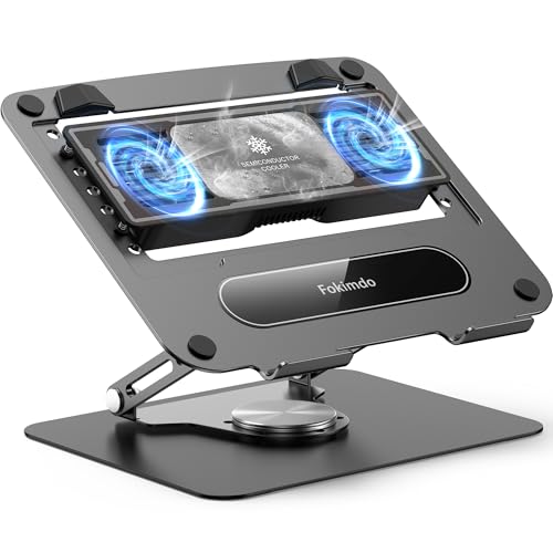 Laptop Cooling Stand with 360° Rotation Base, Detachable Thermoelectric Cooler, Adjustable Height, Solid Carbon Steel, 2-Power Peltier Cooling Pad J7300