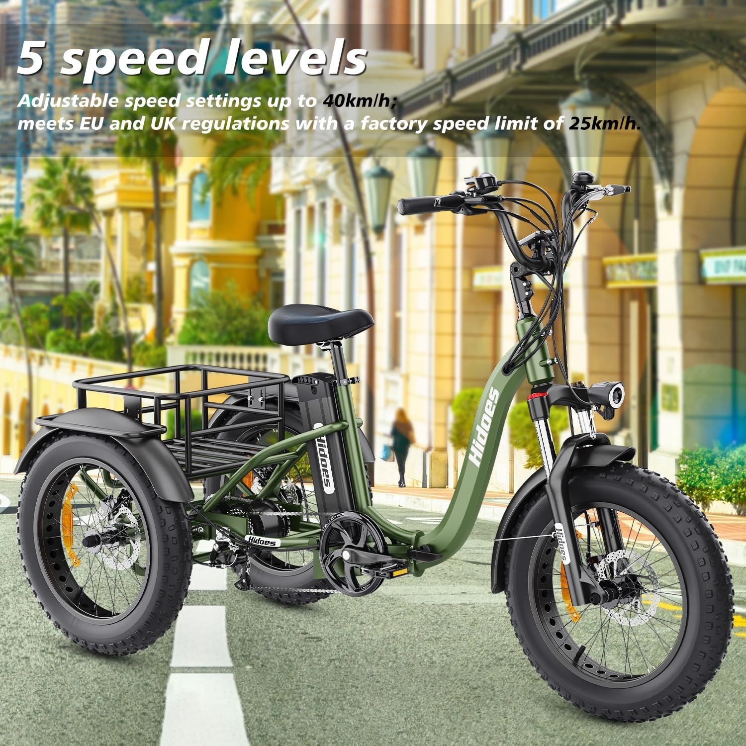 Electric Tricycle, 20"X 4.0" Fat Tire, 48V 20Ah Removable, 7 Speed Folding P7332