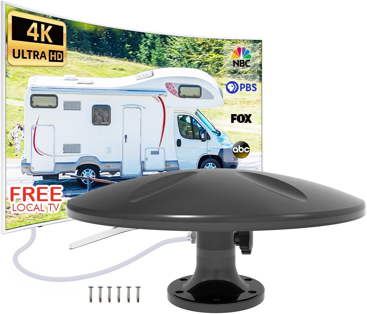Outdoor TV Antenna 360° Omni-Directional Reception Long 100+ Miles Range 4K Ready HDTV Antenna with 32ft RG6 Coax Cable P83392