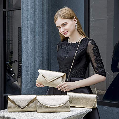 Gold Clutch Evening Bag with Chain Z5451
