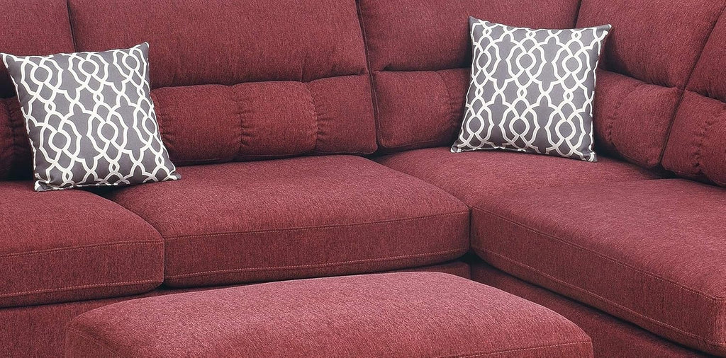 Red Velvet Sectional Sofa T36041