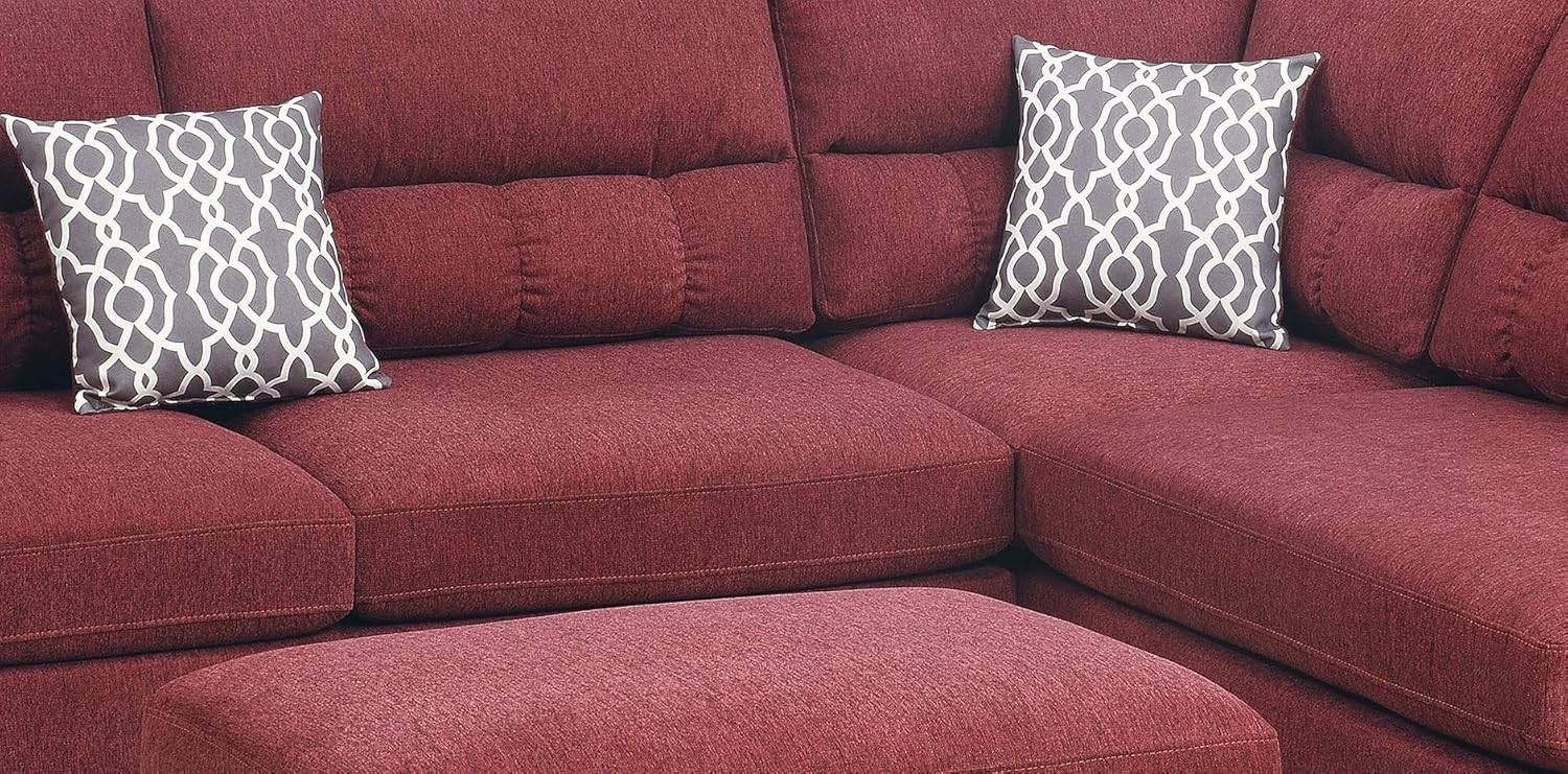 Red Velvet Sectional Sofa T36041