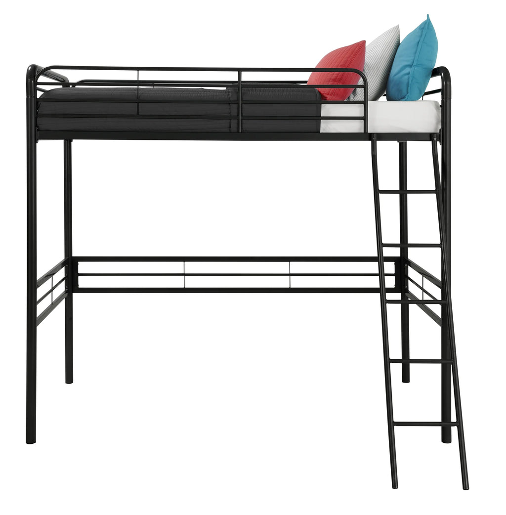 Black Twin Metal Loft Bed O748