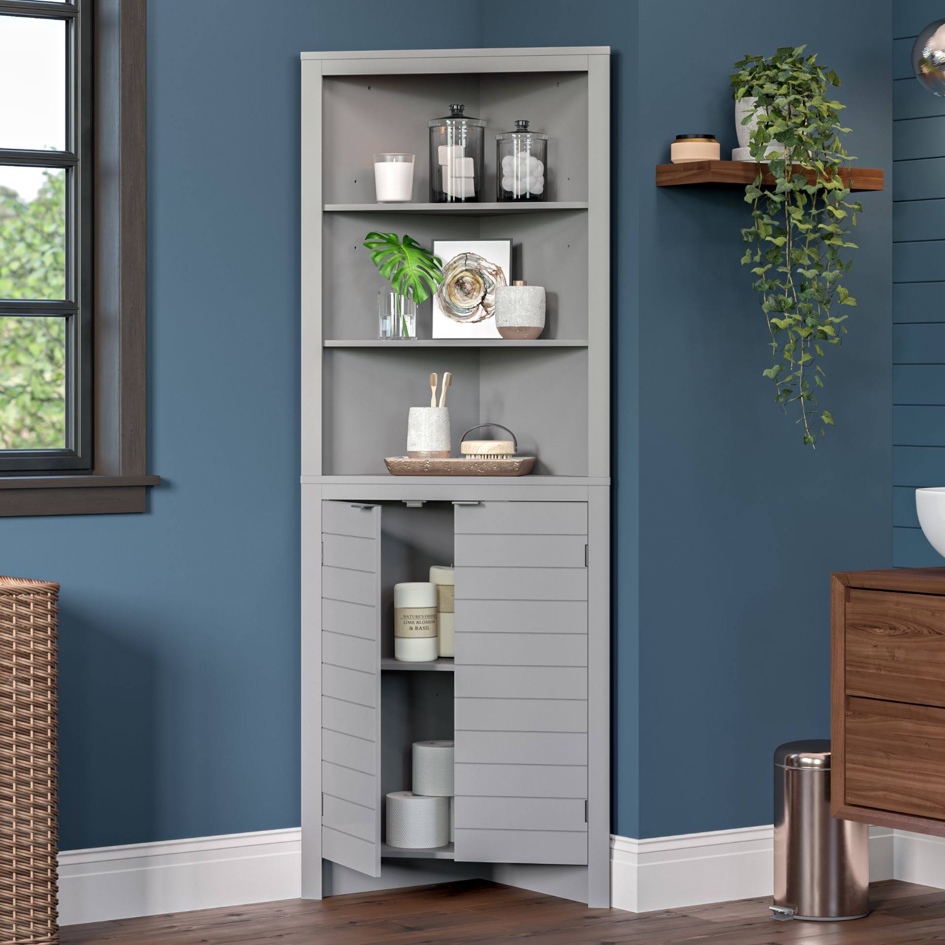 Gray Tall Corner Cabinet D888827