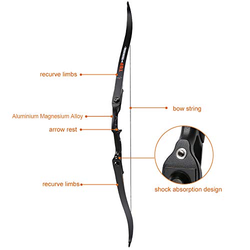 Black Metal Riser Takedown Recurve Bow T11807
