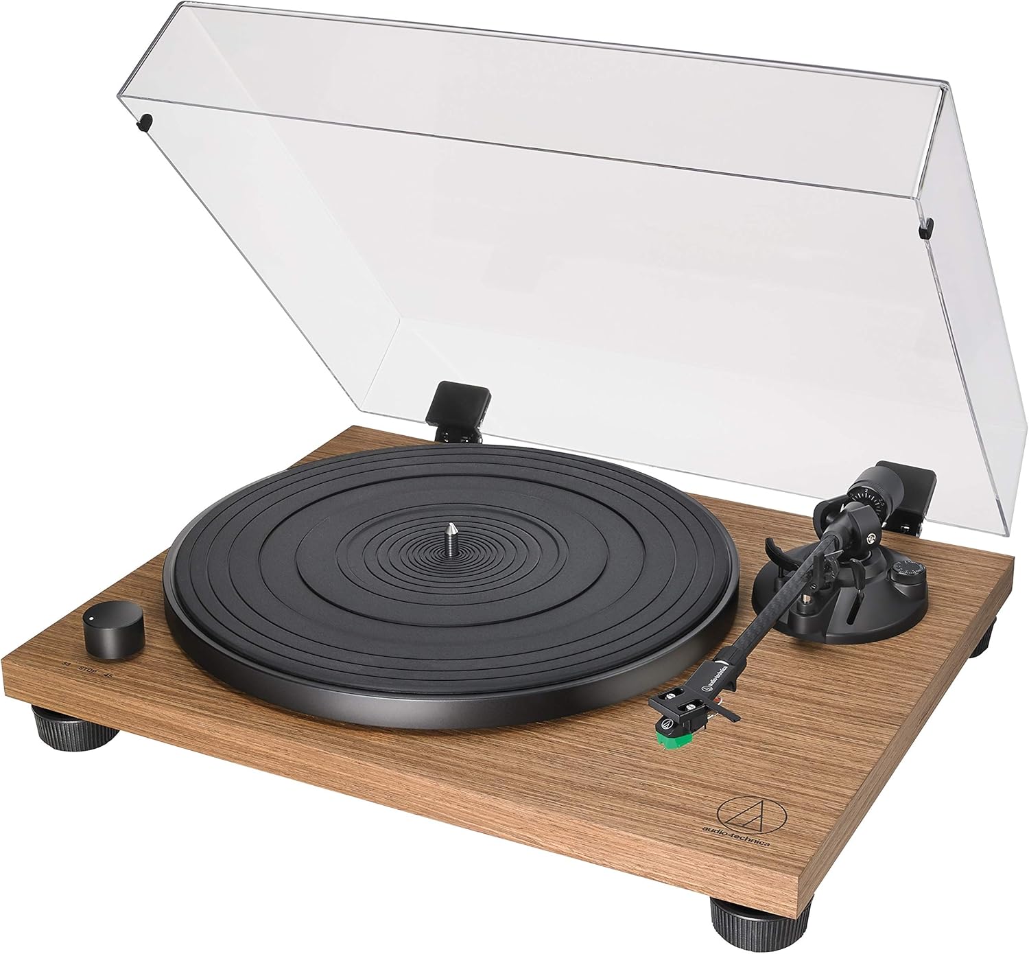 Fully Manual Belt-Drive Turntable, 2 Speeds, Carbon-Fiber Tonearm Walnut C37267