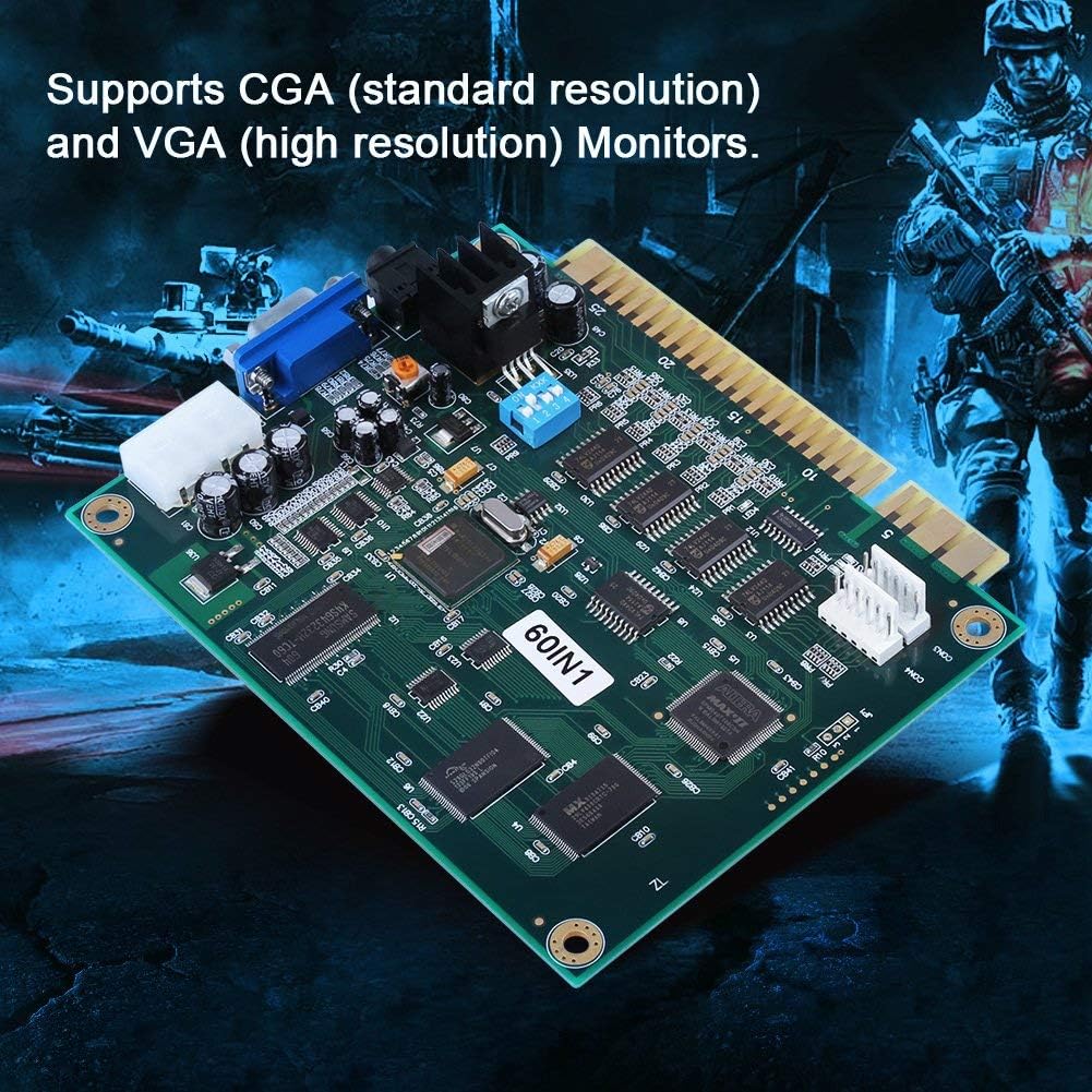 60 in 1 PCB Board Multi Game Board with VGA/CGA Output I6344