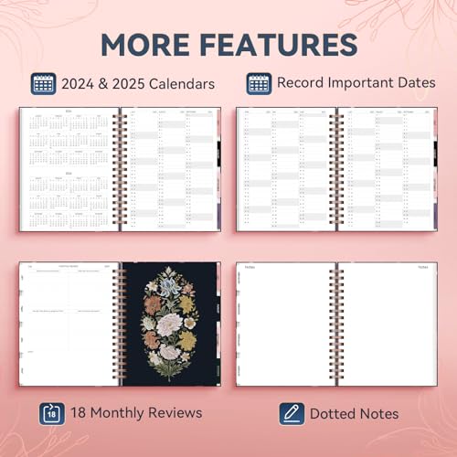 18 Month Weekly & Monthly Planner Spiral Bound Hard Cover with Stickers & Gift Box C579