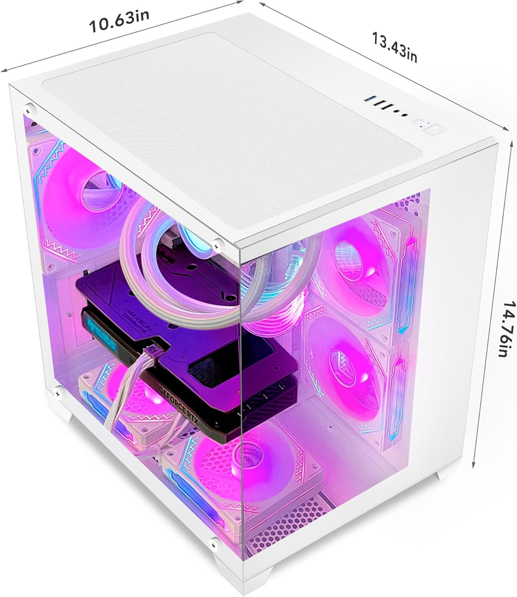 White Gaming PC Desktop with AMD Ryzen 5 5600G RX 6650 XT 8GB 32GB DDR4 RAM 1TB M.2 PCIE SSD 240mm AIO Windows 11 Pro Y609143