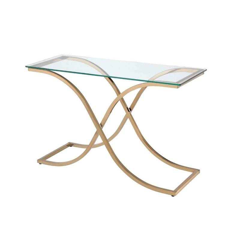 Glass Top Console Table in Champagne Y110343