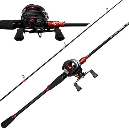Fishing Rod and Reel Combo, 6 Foot 7 Foot 2-Piece, Fiberglass Carbon Fiber Rod with EVA Handle U55633