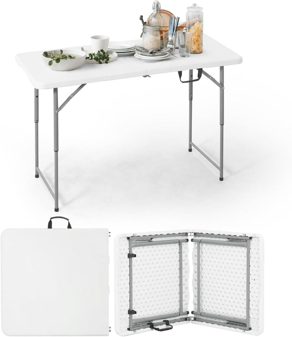 White 47.2 in Folding Table with Carrying Handle R720
