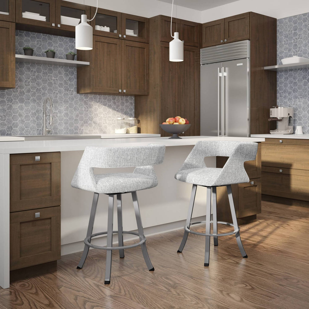 Soft Gray White Swivel Counter Stool H566